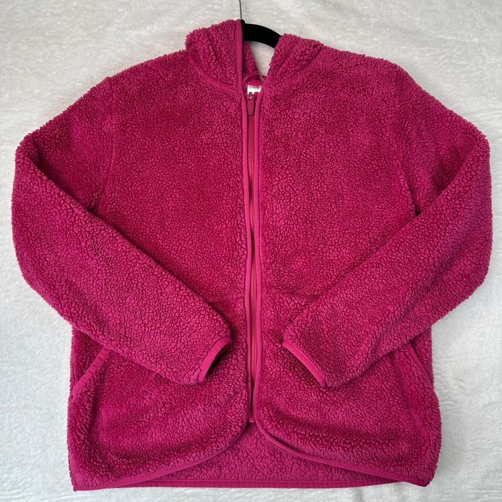 Hanna Andersson Sherpa Fleece Hoodie Girls Size 12 Pink Full Zip Jacket